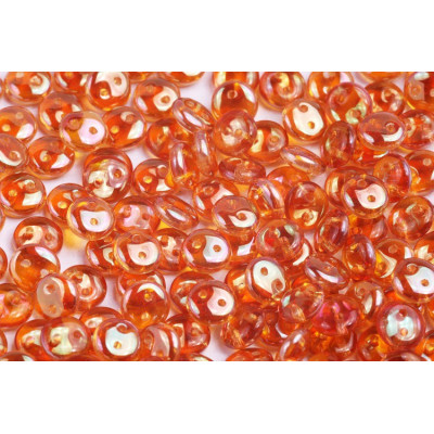 CzechMates Lentil 6mm N. 87 CRYSTAL, TRANSPARENT, APRICOT MEDIUM, HALF 
