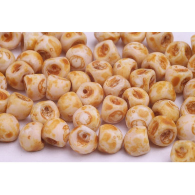 Mushroom Button Beads 9x8mm White Alabaster Picasso 02020/84100