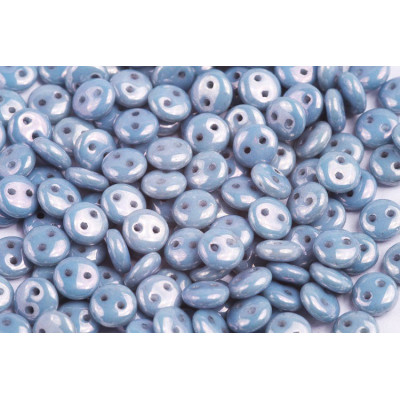 CzechMates Lentil 6mm N. 101 WHITE ALABASTER, BLUE LUSTER 