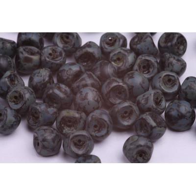 Mushroom Button Beads 9x8mm Charcoal Picasso | Czech Glass Beads