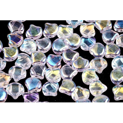 Matubo Ginko Beads 7.5mm - Crystal AB - 2-Hole Czech Glass