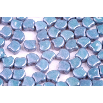 Matubo Ginko Beads 7.5mm Chalk Blue Luster 2-Hole Czech Glass