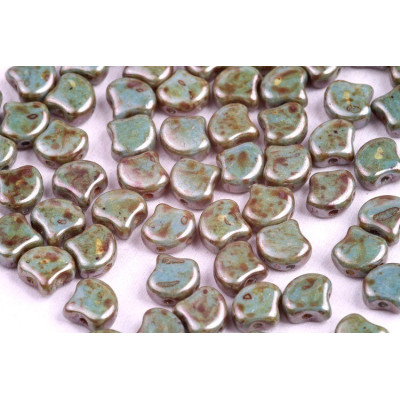 Matubo Ginko Beads 7.5mm Chalk Blue Glaze - Czech Glass