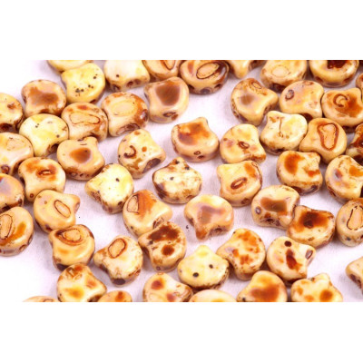 Matubo Ginko 7.5mm Chalk Travertin Dark - Czech Two-Hole Beads