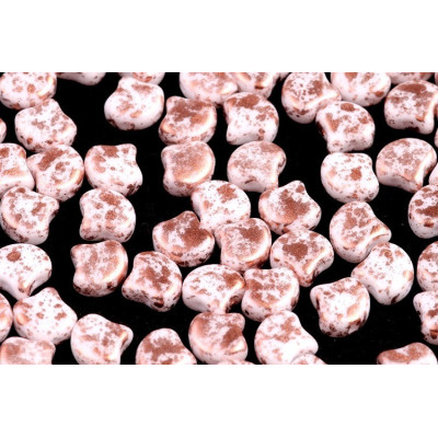 Matubo Ginko 7.5mm Copper Splash Chalk - Czech Glass Beads
