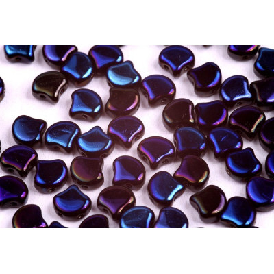 Matubo Ginko 2-Hole Beads 7.5mm Jet Full Azuro Czech Glass