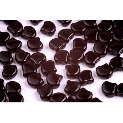 Matubo Ginko 2-Hole Czech Glass Beads - Jet Black 7.5mm