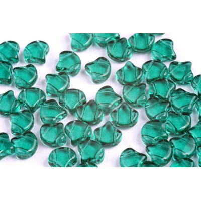Emerald Matubo Ginko Beads - 7.5mm Two-Hole Czech Glass