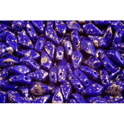 Kite beads 9x5 mm N. 47 GOLD SPLASH OPAQUE BLUE