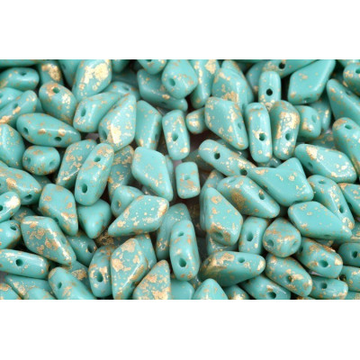 Kite beads 9x5 mm N. 51 Gold Splash Green Turquoise
