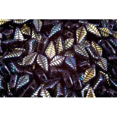 Kite beads 9x5 mm N. 57 Jet Laser Leaf