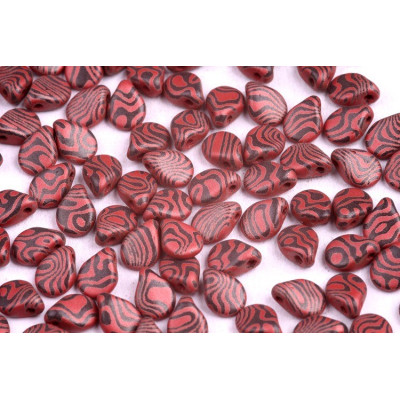 Preciosa Pip Beads 5x7mm Matte Red Pattern D2-23980 | Czech Glass