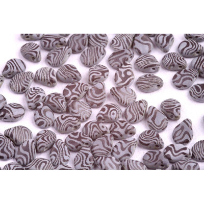 Preciosa Pip Beads 5x7mm Patterned Grey D2-23980/92920 | Czech Glass