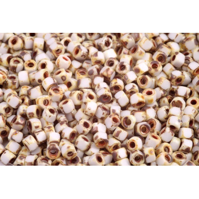 Matubo 3CUT 6/0 Czech Glass Beads Chalk Travertine Dark 86805