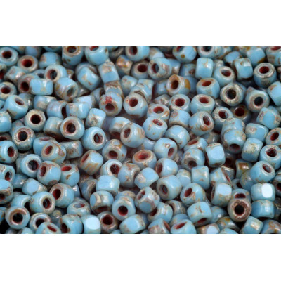 Matubo 3CUT 6/0 Turquoise Blue Travertin 63030/86805 | Glass Beads