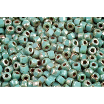 Matubo 3CUT 6/0 Turquoise Green Picasso 61130/43400 | Czech Beads