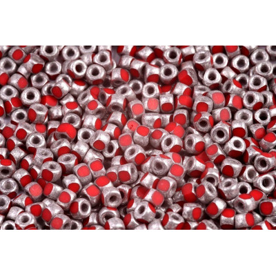 Matubo 3CUT 6/0 Opaque Coral Red Silver Matte 93200/81002