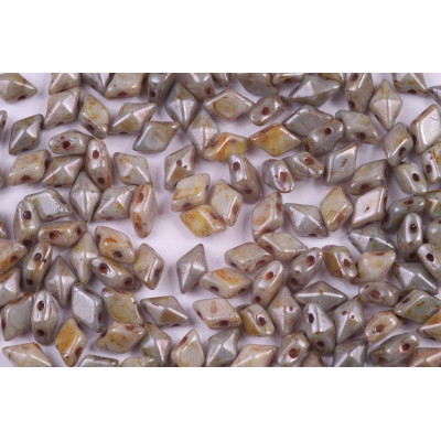 DiamonDuo 5x8 mm 3 WHITE ALABASTER, PICASSO BLUE