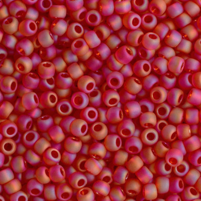 TOHO Round 11/0 Frosted Siam Ruby Rainbow 165BF | 10g Seed Beads