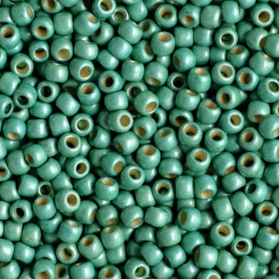 TOHO 11/0 Round Matte Galvanized Green Teal PF561F | Japanese Beads