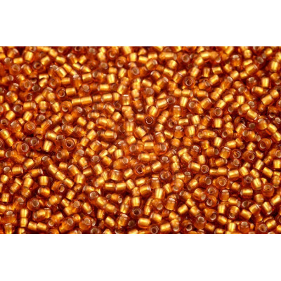 TOHO Round 11/0 Silver-Lined Frosted Dk Topaz 22CF | Glass Beads