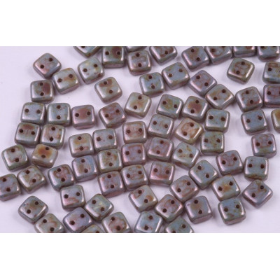 CHEXX BEADS  N. 18 WHITE ALABASTER, PICASSO BLUE