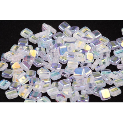 Czech Glass Tile Beads Crystal AB 00030/28701 6x6mm | Rutkovsky