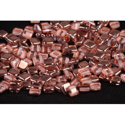 Rose Gold Tile Beads 6x6mm Czech Glass 00030/27101 | Rutkovsky