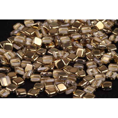 Czech Glass Tile Beads 6x6mm Crystal Amber 00030/26441 | Rutkovsky