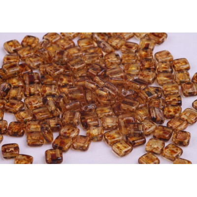 Crystal Travertine Tile Beads 6x6mm 00030/86800 | Rutkovsky Glass