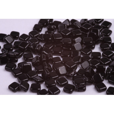 Czech Tile Beads 6x6mm Opaque Jet Black 23980 | Rutkovsky Glass