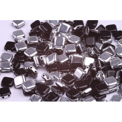 Czech Tile Beads 6x6mm Jet Labrador 23980/27001 | Glass Beads