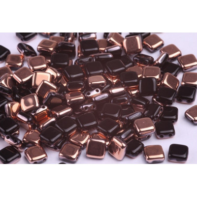 Tile Beads 6x6mm Jet Capri Gold 23980/27101 | Rutkovsky Glass