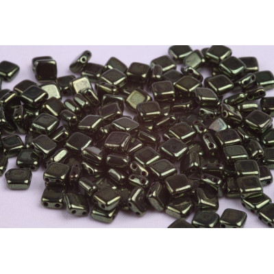 Czech Tile Beads 6x6mm Jet Red Luster 23980/14495 | Rutkovsky