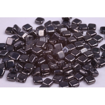 Jet Hematite Tile Beads 6x6mm 23980/14400 | Rutkovsky Czech Glass
