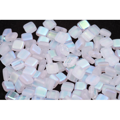 Tile Beads Crystal AB Matte 00030/84100/28701 6x6mm | Czech Glass