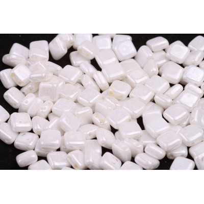 White Alabaster Luster Tile Beads 6x6mm 02010/14400 | Rutkovsky
