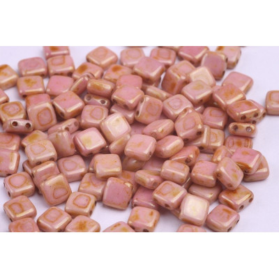 Pink Alabaster Tile Beads 6x6mm 02020/65491 | Czech Glass