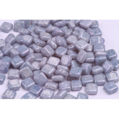 Tile Beads 6x6mm White Terra Blue 02020/15464 | Rutkovsky