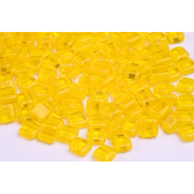 Tile Beads 6x6mm Transparent Amber 80000 | Czech Glass Beads