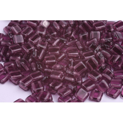 Czech Tile Beads 6x6mm Silver Lined Violet 20060 | Glass Beads