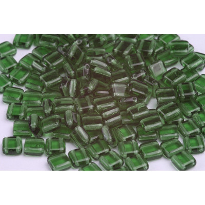 Czech Glass Tile Beads 6x6mm Green 50570 | Rutkovsky