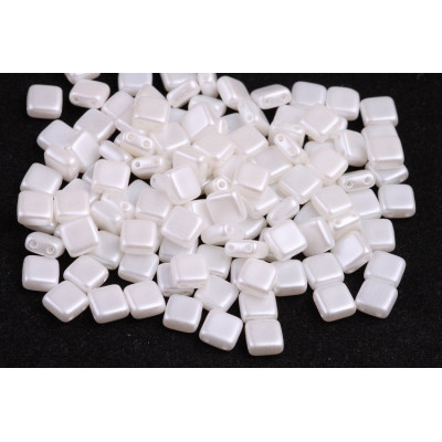 Rutkovsky Tile Beads 6x6mm Pastel Snow White 02010/25001 | Glass