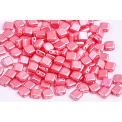 Pastel Light Coral Tile Beads 6x6mm 02010/25007 | Rutkovsky Glass