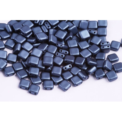 Czech Glass Tile Beads 6x6mm Pastel Montana Blue 02010/25042