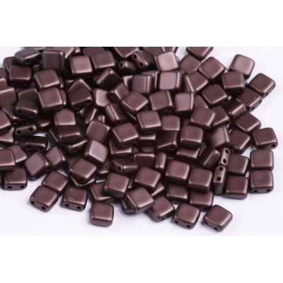Tile Beads 6mm Pastel Dark Brown/Bronze 02010/25036 | Czech Glass