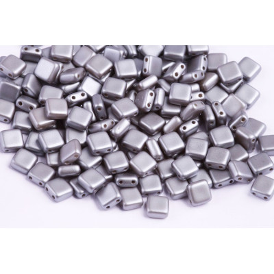 Tile Beads 6x6mm Pastel Light Grey Silver 02010/25028 | Czech Glass