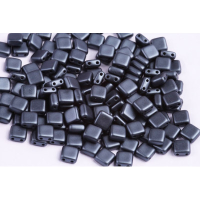 Pastel Dark Grey Tile Beads 6x6mm Hematite 02010/25037 | Glass Beads