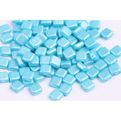 Tile Beads Pastel Aqua 02010/25019 6x6mm | Rutkovsky Czech Glass