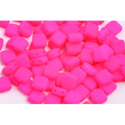 Neon Pink Alabaster Tile Beads 6x6mm 02010/25123 | Czech Glass